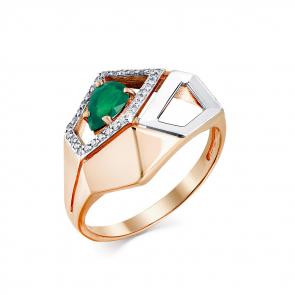 Кольцо из комбинированного золота Мастер Бриллиант с бриллиантом и изумрудом 20M1-407845-00-01 фото