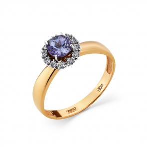 Кольцо из комбинированного золота Мастер Бриллиант с бриллиантом и танзанитом 20M1-408174-00-31 фото