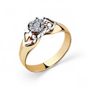 Кольцо из комбинированного золота Мастер Бриллиант с бриллиантом 20M1-408686-00-00 фото
