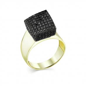 Кольцо из комбинированного золота Мастер Бриллиант с чёрным бриллиантом 20M1-508175-00-48 фото