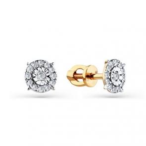 Серьги из комбинированного золота Мастер Бриллиант с бриллиантом 20M2-402169-00-00 фото