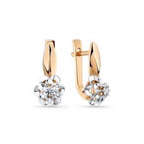 Серьги из комбинированного золота Мастер Бриллиант с бриллиантом 20M2-405069-02-00 фото