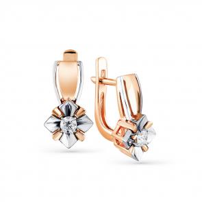 Серьги из комбинированного золота Мастер Бриллиант с бриллиантом 20M2-407914-00-00 фото