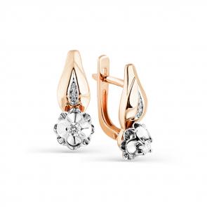 Серьги из комбинированного золота Мастер Бриллиант с бриллиантом 20M2-408005-00-00 фото