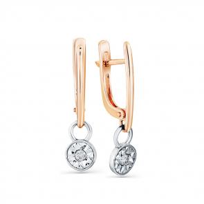 Серьги из комбинированного золота Мастер Бриллиант с бриллиантом 20M2-408114-00-00 фото