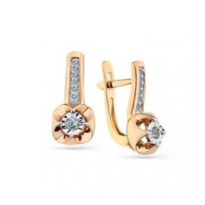 Серьги из комбинированного золота Мастер Бриллиант с бриллиантом 20M2-408356-00-00 фото