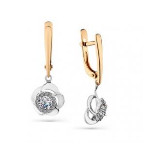 Серьги из комбинированного золота Мастер Бриллиант с бриллиантом 20M2-408362-00-00 фото