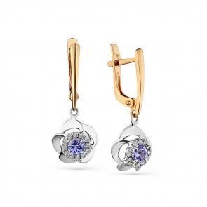 Серьги из комбинированного золота Мастер Бриллиант с бриллиантом и танзанитом 20M2-408362-00-31 фото