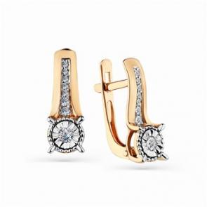 Серьги из комбинированного золота Мастер Бриллиант с бриллиантом 20M2-408397-00-00 фото