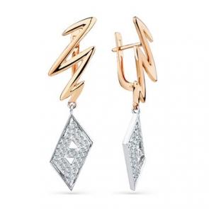 Серьги из комбинированного золота Мастер Бриллиант с бриллиантом 20M2-408509-00-00 фото