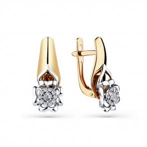 Серьги из комбинированного золота Мастер Бриллиант с бриллиантом 20M2-408686-00-00 фото