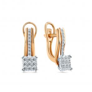 Серьги из комбинированного золота Мастер Бриллиант с бриллиантом 20M2-408927-01-00 фото