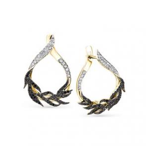 Серьги из комбинированного золота Мастер Бриллиант с бриллиантом и чёрным бриллиантом 20M2-507929-00-55 фото