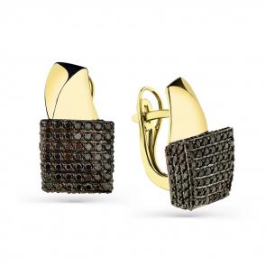Серьги из комбинированного золота Мастер Бриллиант с чёрным бриллиантом 20M2-508175-00-48 фото