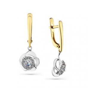 Серьги из комбинированного золота Мастер Бриллиант с бриллиантом 20M2-508362-00-00 фото