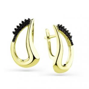 Серьги из комбинированного золота Мастер Бриллиант с чёрным бриллиантом 20M2-508470-00-48 фото