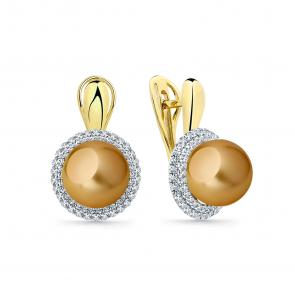 Серьги из комбинированного золота Мастер Бриллиант с бриллиантом и жемчугом 20M2-509015-00-22 фото