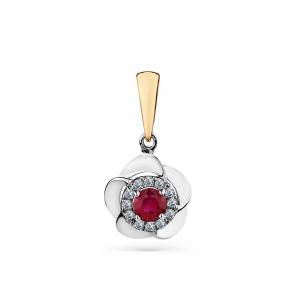 Подвеска из комбинированного золота Мастер Бриллиант с бриллиантом и рубином 20M3-408362-00-03 фото