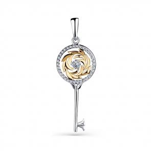 Подвеска из комбинированного золота Мастер Бриллиант с бриллиантом 20M3-430065-00-00 фото
