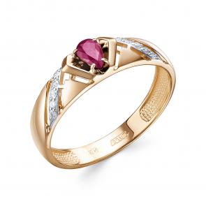 Золотое кольцо Бриллианты Костромы с бриллиантом и рубином 20БК01-4456/3 фото