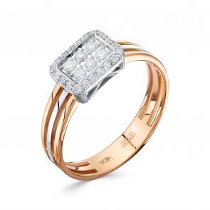 Кольцо из комбинированного золота Бриллианты Костромы с бриллиантом 20БК01-5001 фото