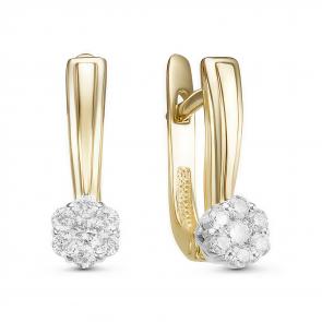 Серьги из комбинированного золота Бриллианты Костромы с бриллиантом 20БК02-3665 фото