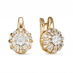 Серьги из комбинированного золота Бриллианты Костромы с бриллиантом 20БК02-3679 фото