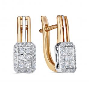 Серьги из комбинированного золота Бриллианты Костромы с бриллиантом 20БК02-5001 фото