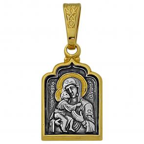 Подвеска-иконка из лимонного серебра Святая блаженная Федоровская Высоковы 585 21-000917-111000 фото