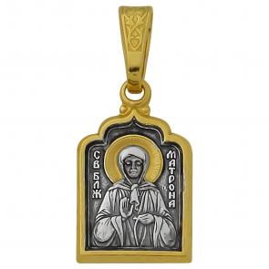 Подвеска-иконка из лимонного серебра Святая блаженная Матрона Высоковы 585 21-000920-111000 фото