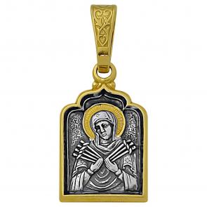 Подвеска-иконка из лимонного серебра Святая блаженная Семистрельная Высоковы 585 21-000921-111000 фото