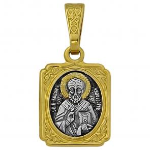 Подвеска-иконка из лимонного серебра Святитель Николай Чудотворец Высоковы 585 21-000923-111000 фото