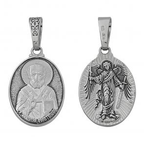 Подвеска-иконка из черненого серебра Святитель Николай Чудотворец, Ангел хранитель Высоковы 585 21-000931-115000 фото