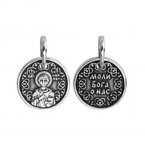 Подвеска-иконка из черненого серебра  великомученик Пантелеймон Высоковы 585 21-002066-105000 фото