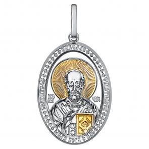 Серебряная подвеска-иконка Святитель Николай Чудотворец Высоковы 585 21-002094-154000 фото