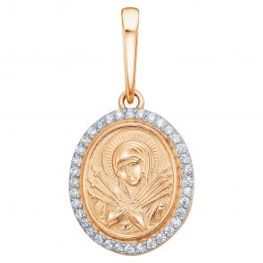 Подвеска Божией Матери Семистрельная из золочёного серебра Высоковы 585 с фианитом 21-002098-102010 фото