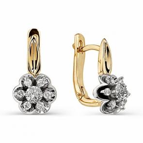 Золотые серьги АЛЬКОР с бриллиантом 21050-100 фото