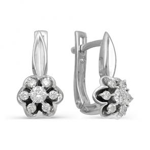 Серьги из белого золота АЛЬКОР с бриллиантом 21854-200 фото
