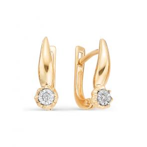 Золотые серьги АЛЬКОР с бриллиантом 21965-100 фото