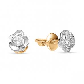 Серьги из белого золота АЛЬКОР с бриллиантом 22092-200 фото