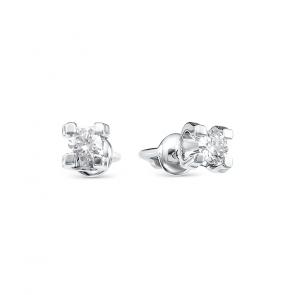 Серьги из белого золота АЛЬКОР с бриллиантом 22247-200 фото