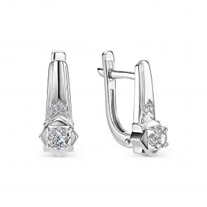 Серьги из белого золота АЛЬКОР с бриллиантом 22688-200 фото