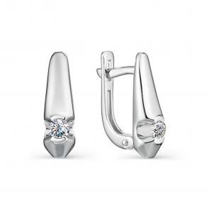 Серьги из белого золота АЛЬКОР с бриллиантом 22729-200 фото