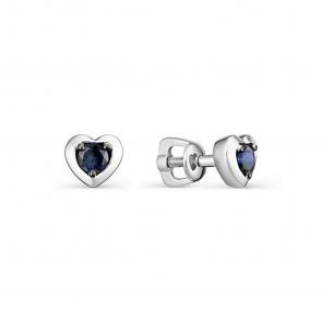 Серьги из белого золота АЛЬКОР с сапфиром 22977-202 фото
