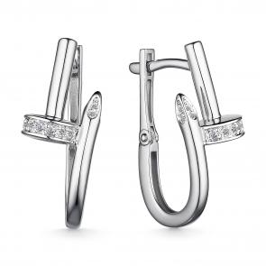 Серьги из белого золота АЛЬКОР с бриллиантом 22998-200 фото
