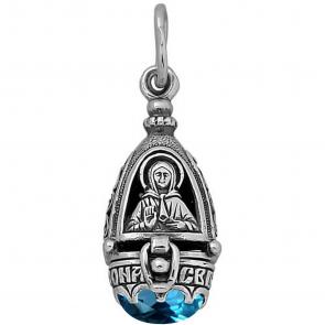 Подвеска-ладанка из черненого серебра Святая блаженная Матрона Высоковы 585 с фианитом 23-207-г фото