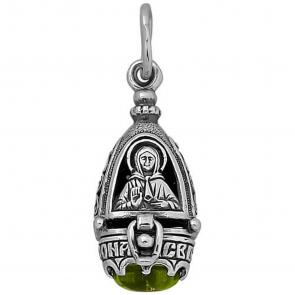 Подвеска-ладанка из черненого серебра Святая блаженная Матрона Высоковы 585 с фианитом 23-207-з фото