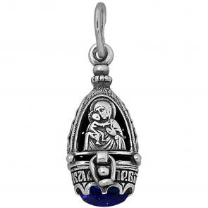 Подвеска-ладанка из черненого серебра Божией Матери Федоровская Высоковы 585 с фианитом 23-230-с фото
