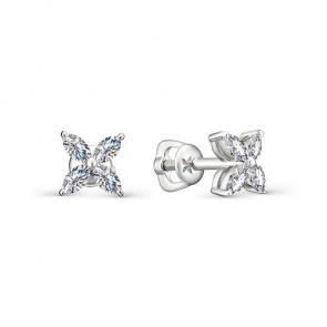 Серьги из белого золота АЛЬКОР с бриллиантом 23006-200 фото