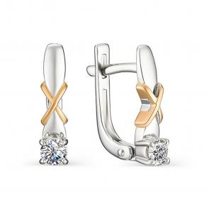 Серьги из белого золота АЛЬКОР с бриллиантом 23025-200 фото